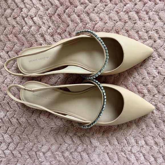 Stuart Weitzman Crystalline Leather Slingback Flat, Size 12 - Picture 1 of 6